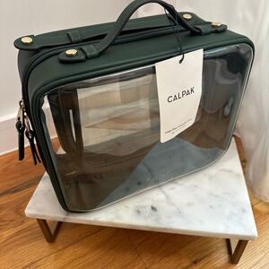 Calpak Large Clear Cosmetics Case - Emerald Green